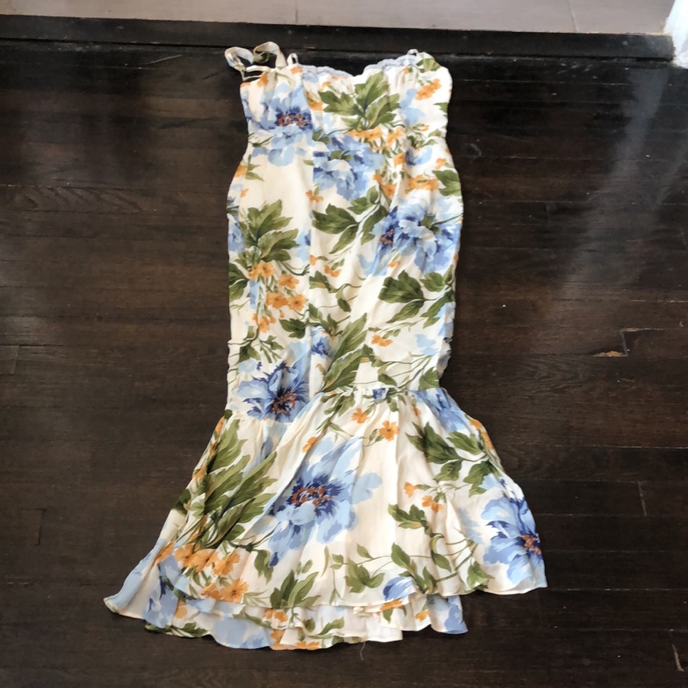 Reformation Irisa floral romantic soft lined midi dress lace trim size 12 NWT - Picture 5 of 11